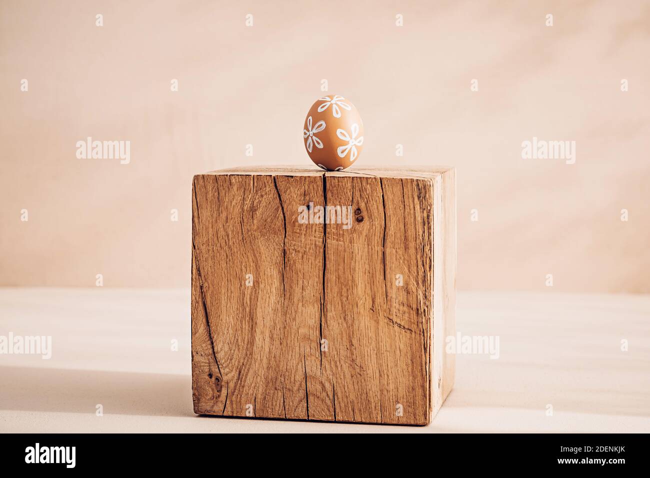 Monochrome minimalist Easter composition in spring warm pastel tones Stock Photo