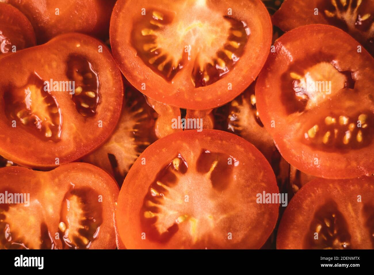 Set of cut tomatoes from top view Stock Photo Alamy
