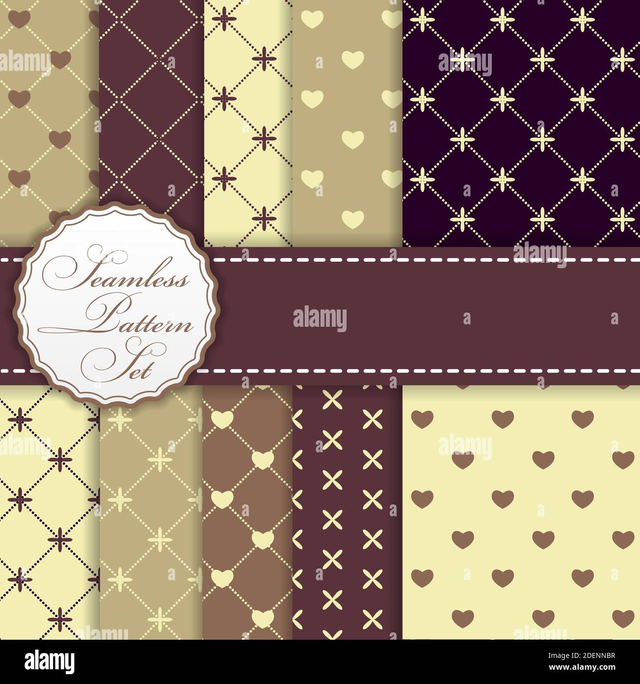 Romantic Seamless Pattern Background Set Illustration Stock Photo - Alamy