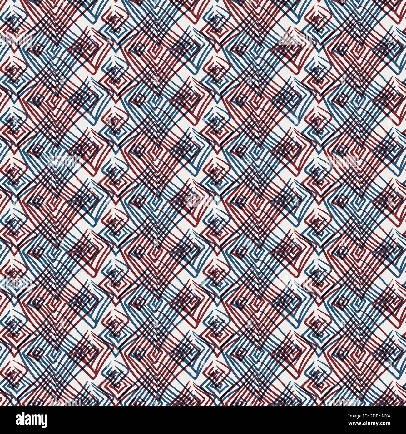 Seamless geo pattern in red blue black white Stock Photo - Alamy