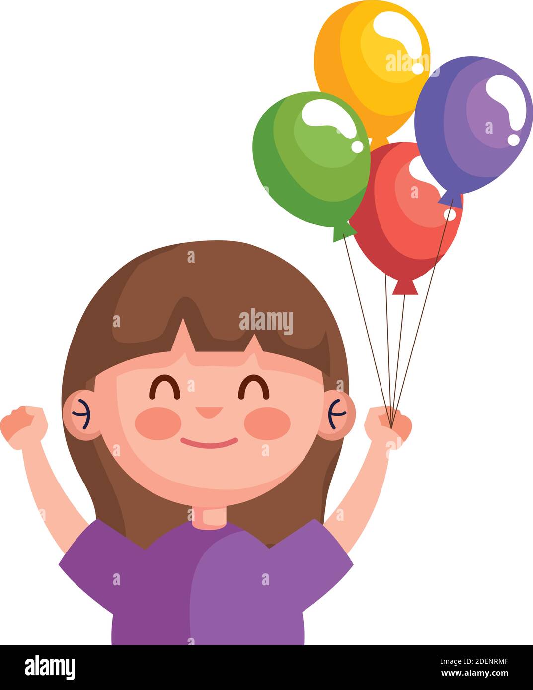 happy cute little girl with balloons helium character Stock Vector ...