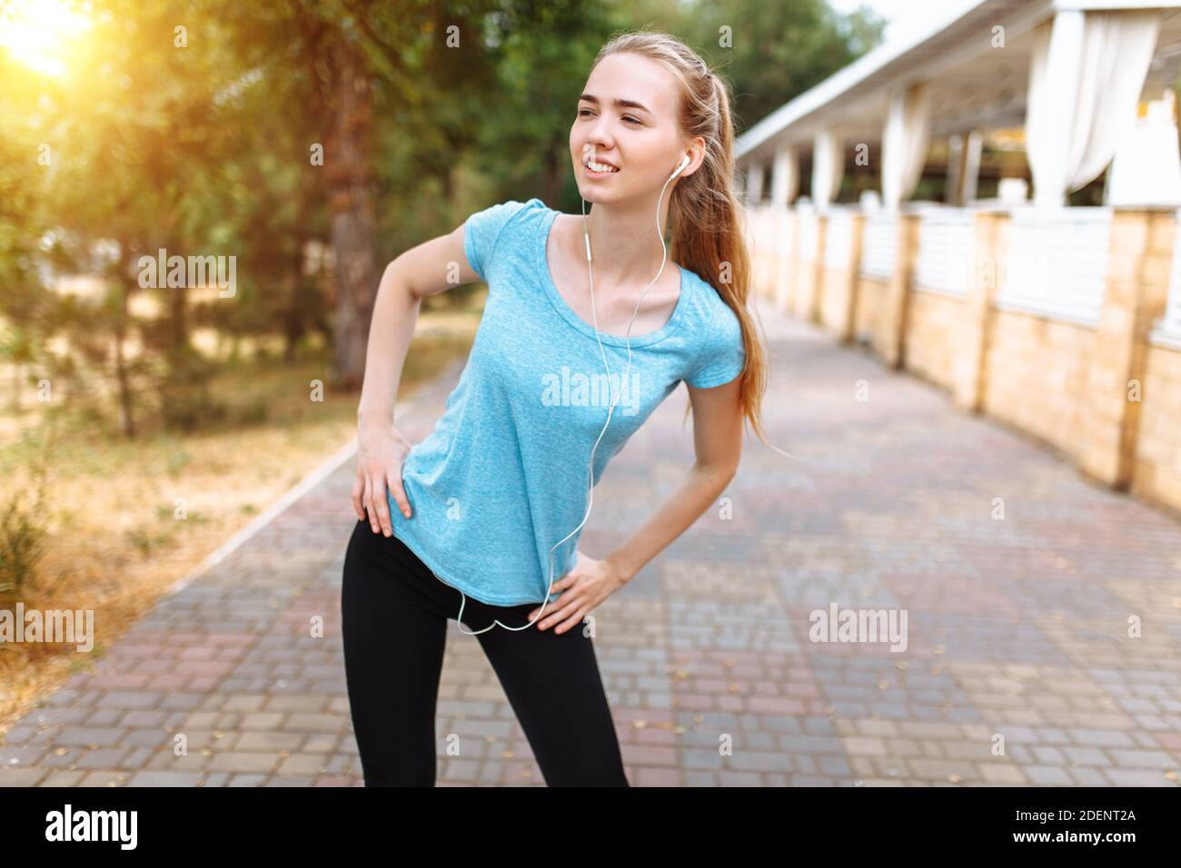 Doing leg stretching hi-res stock photography and images - Alamy