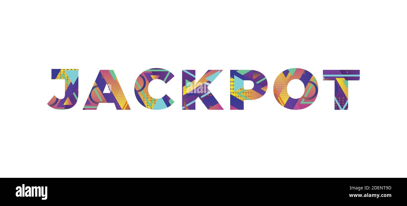 The word JACKPOT concept written in colorful retro shapes and colors
