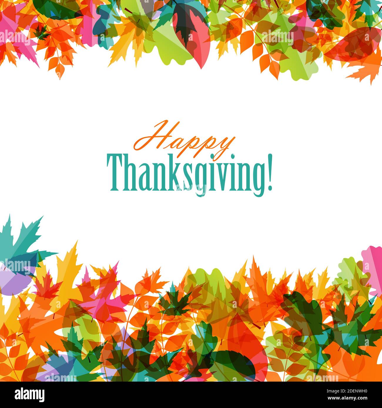 Happy Thanksgiving Day Background with Shiny Autumn Natural Leaves ...