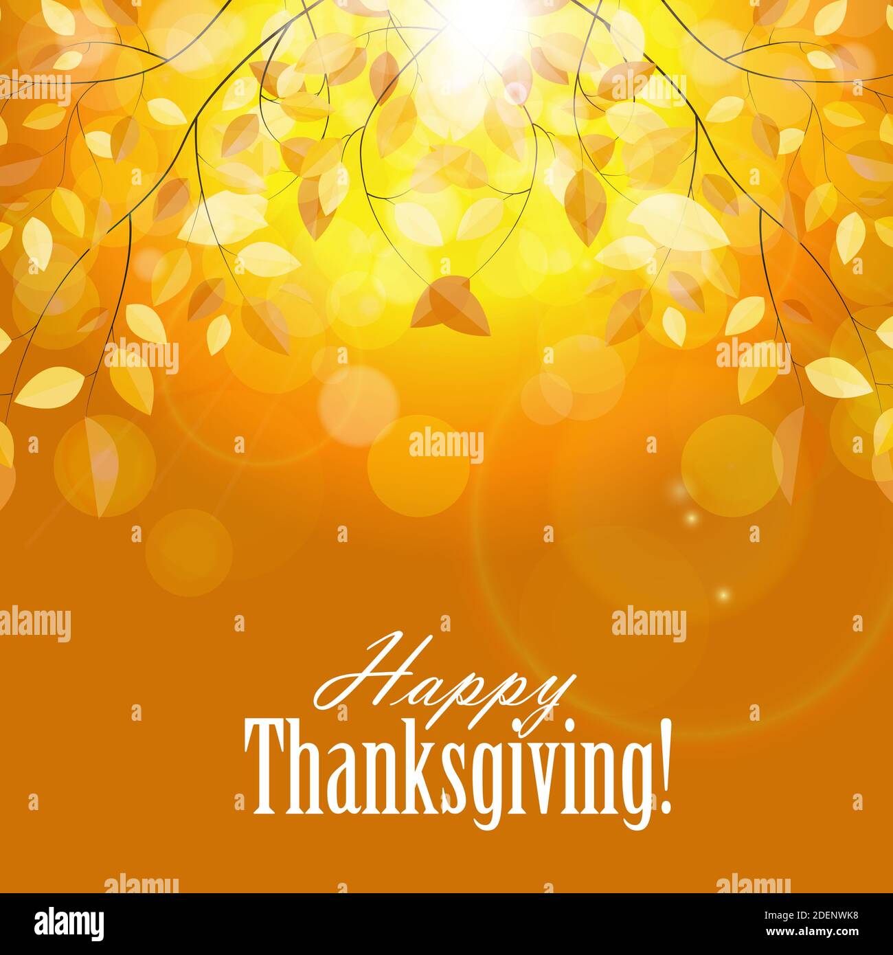 Happy Thanksgiving Day Background with Shiny Autumn Natural Leaves ...