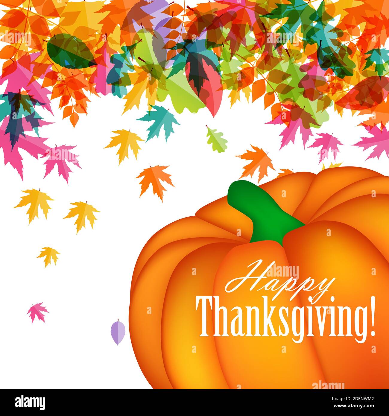 Happy Thanksgiving Day Background with Shiny Autumn Natural Leaves ...
