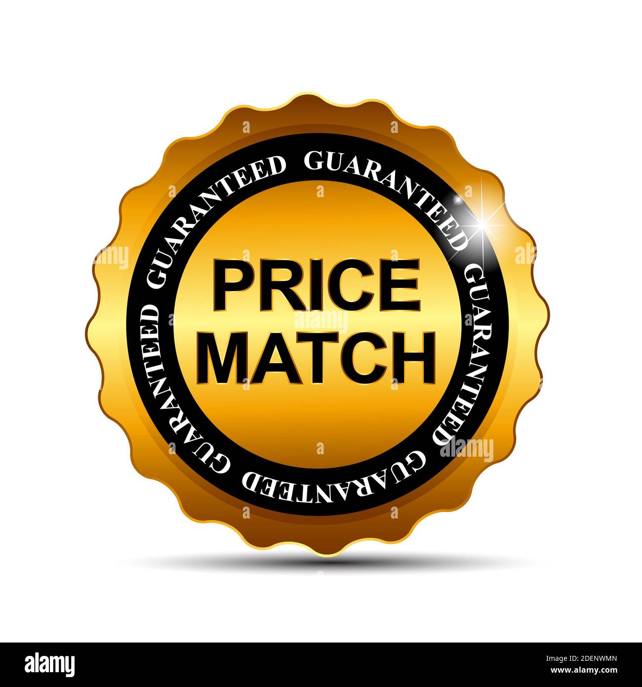 Price Match Guarantee Gold Label Sign Template Illustration Stock Photo