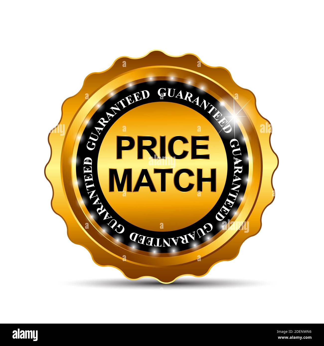Price Match Guarantee Gold Label Sign Template Illustration Stock Photo