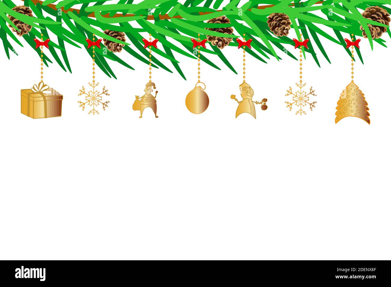 Christmas ornaments elements hanging isolated on white background ...