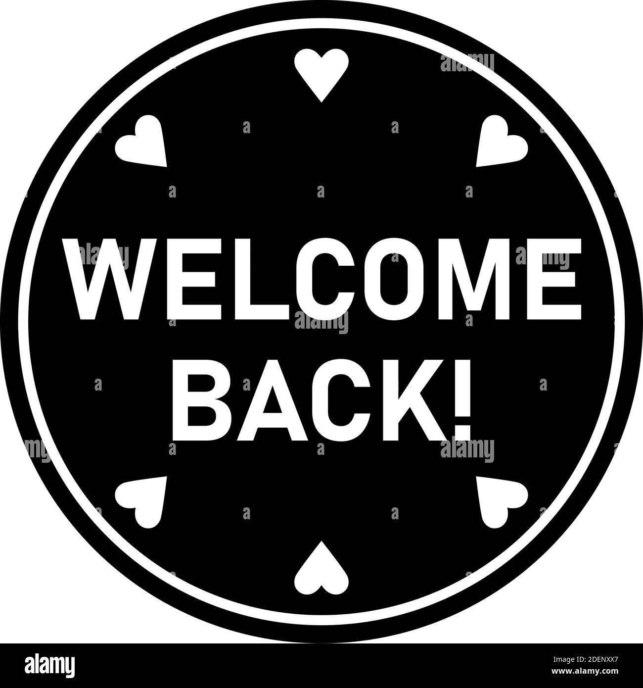 Back Round Circle Badge or Sticker Icon with Heart Shape