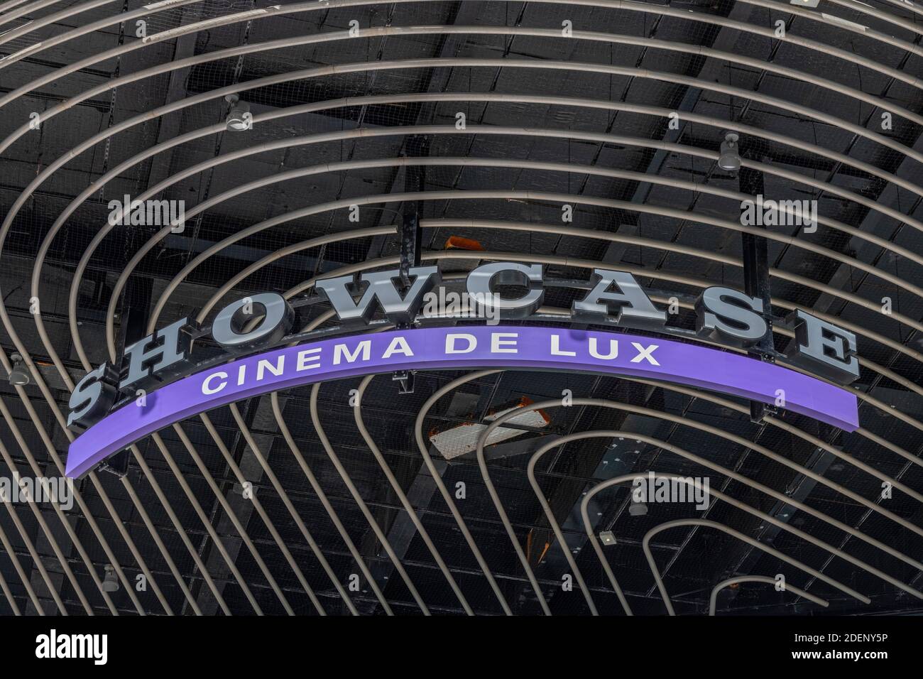 a large showcase cinema sign showcase cinema deluxe Stock Photo