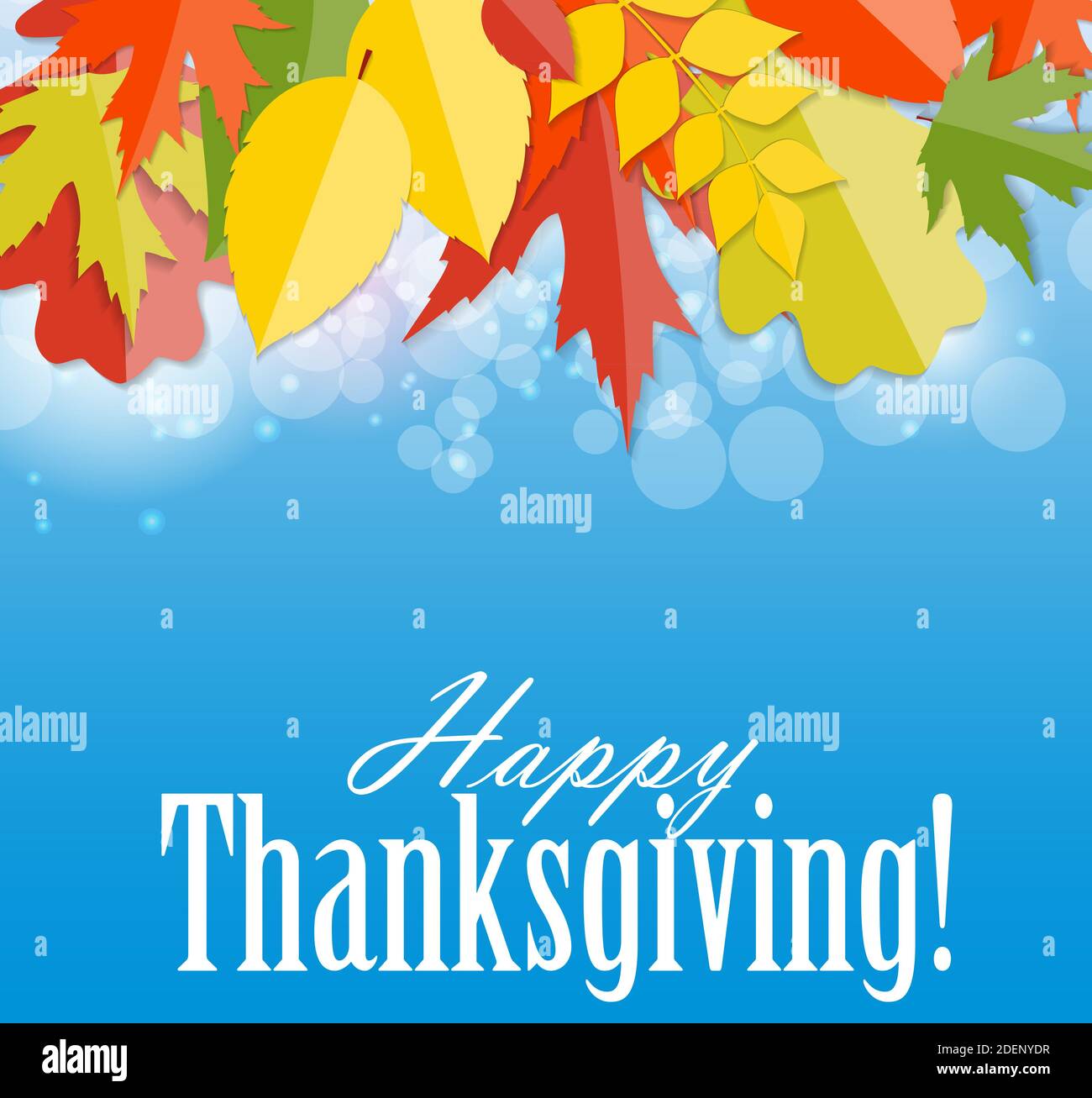 Happy Thanksgiving Day Background with Shiny Autumn Natural Leaves ...