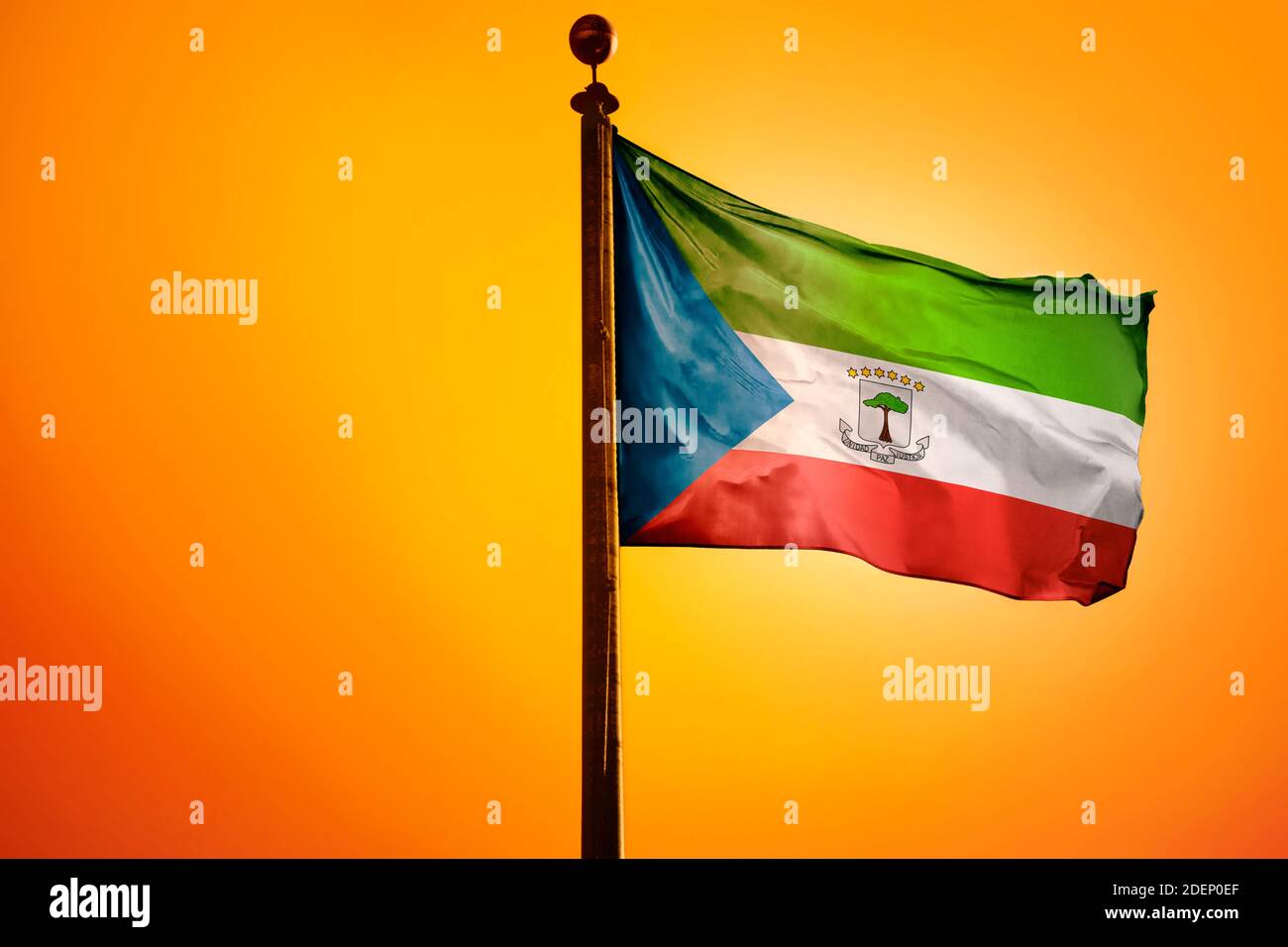 Eritrea Flag, Flag waving with Sunrise Stock Photo