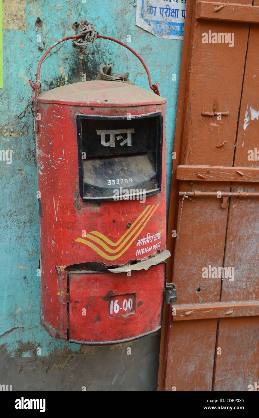 Colorful letterbox in Bikaner, India Stock Photo