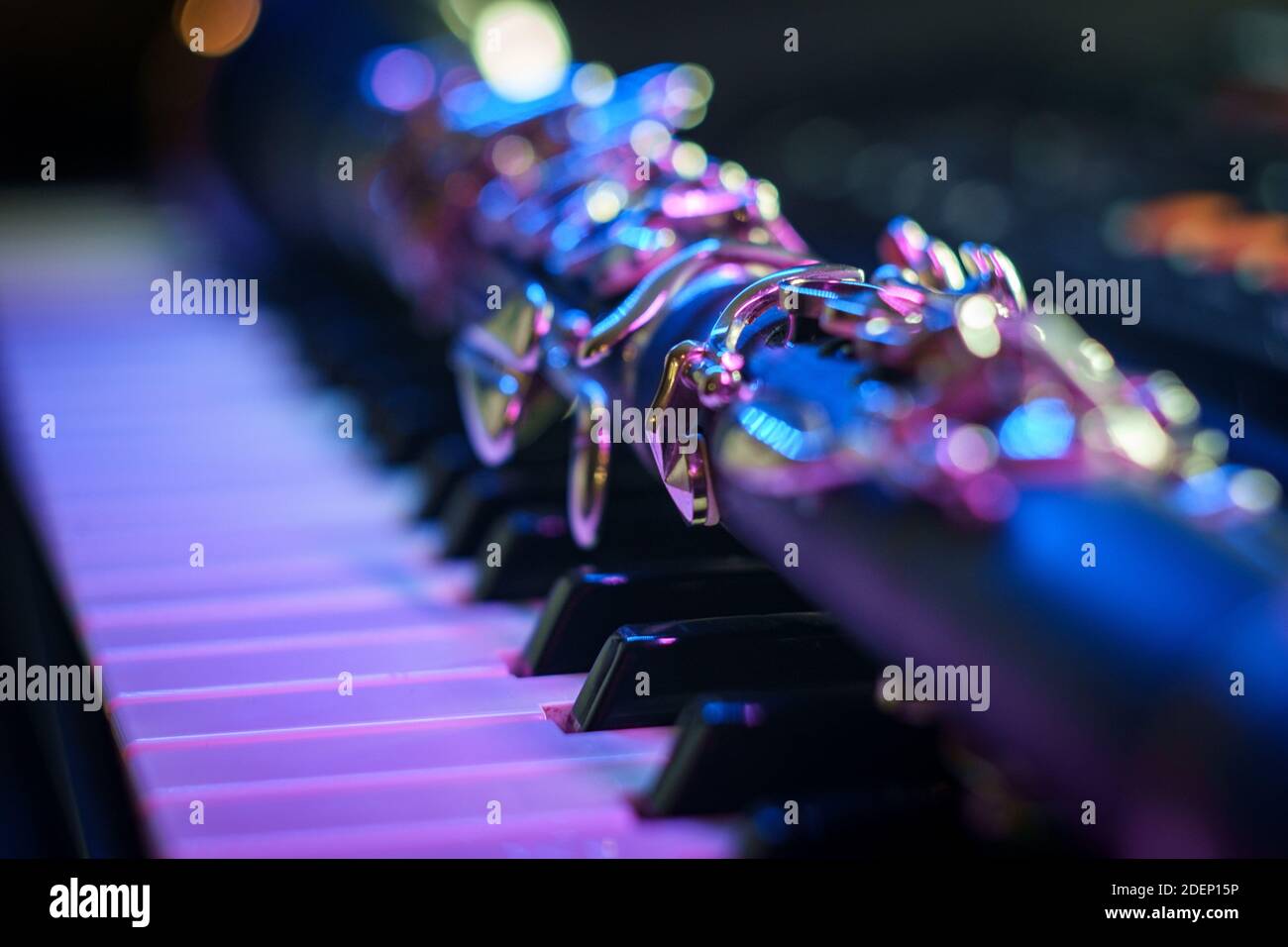 and electric piano keyboard musical show and performance Stock