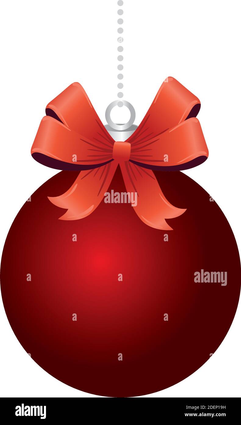 happy merry christmas red ball and ribbon bow Stock Vector Image & Art ...