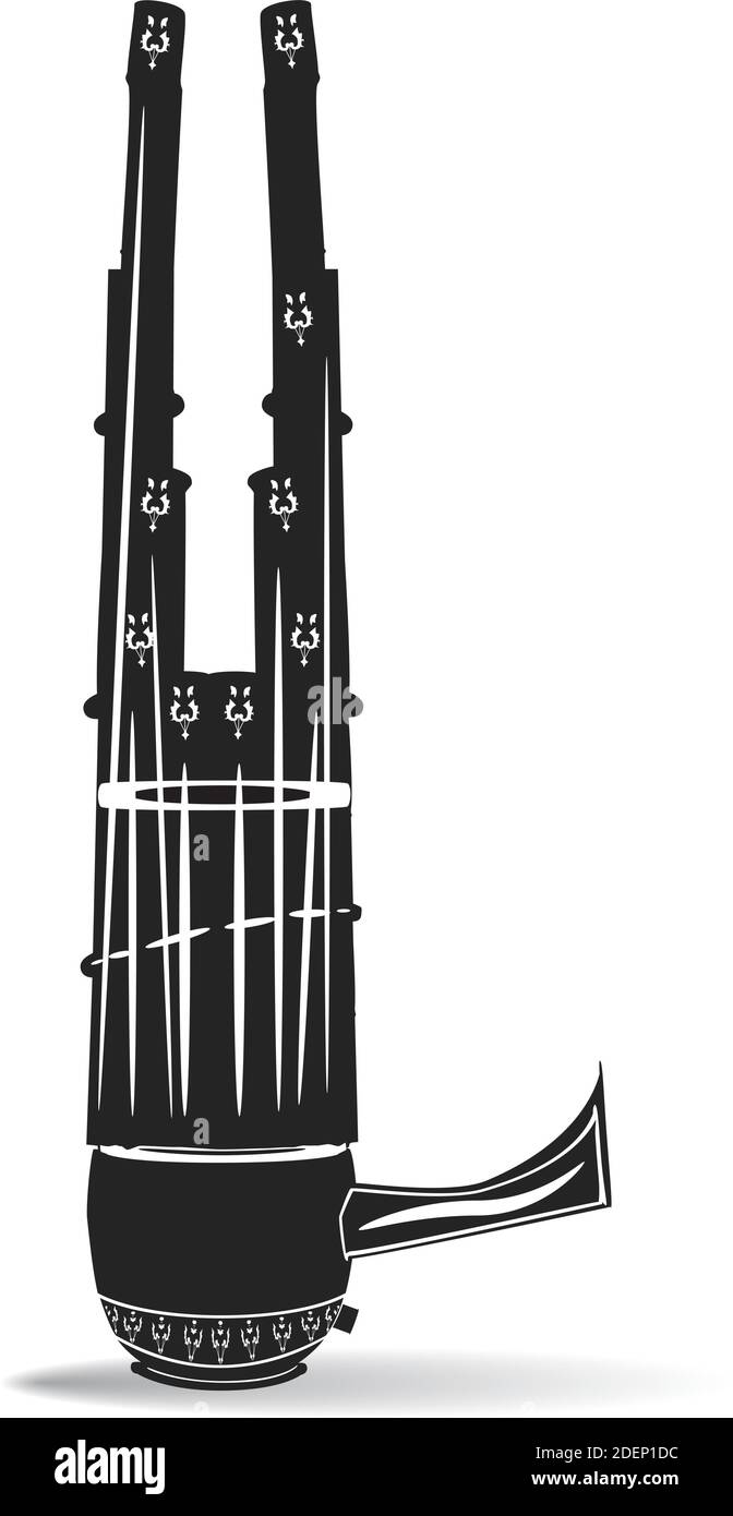 Vector black and white sheng chinese mouth organ Stock Vector