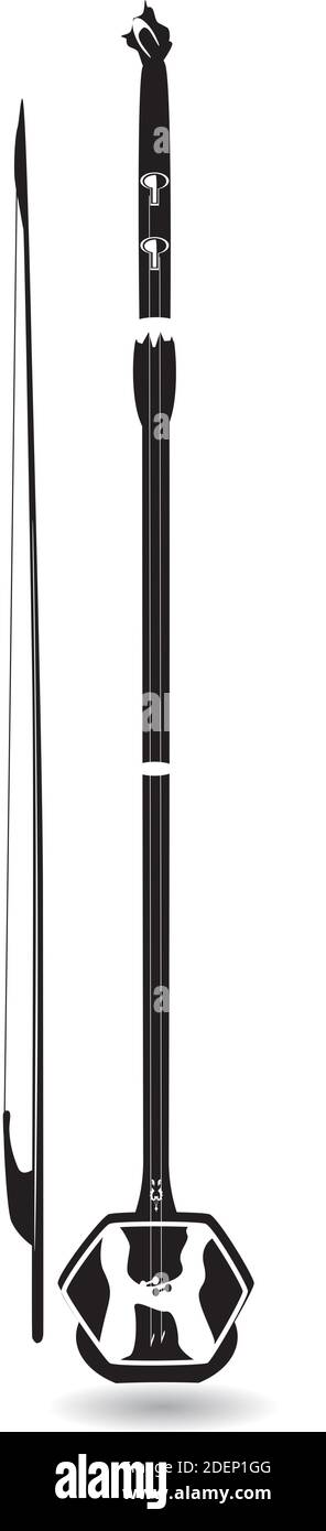 Vector black and white chinese erhu Stock Vector