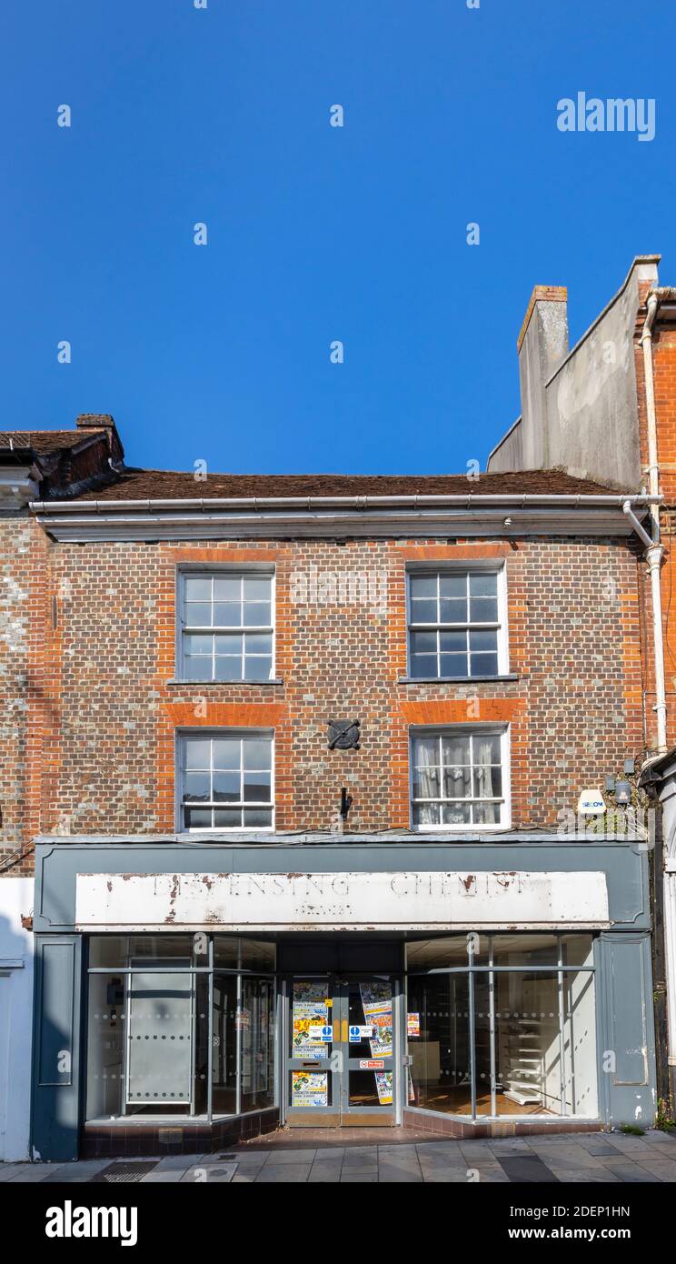 Empty unlet pharmacy shop unit in Salisbury Street, Blandford Forum