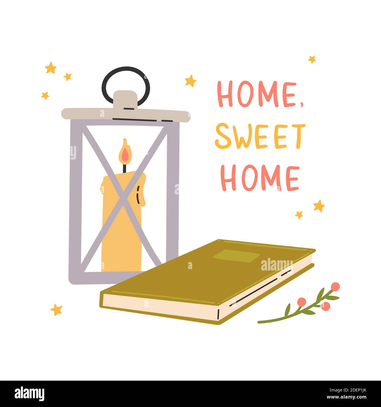 Festive lantern with a book.Template for card Stock Vector