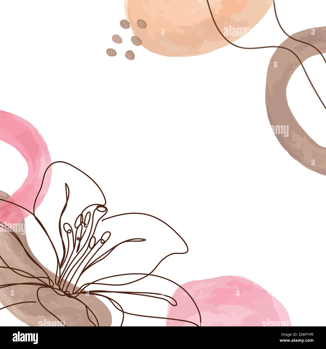 Flower in a linear style on colorful background. Stock Vector