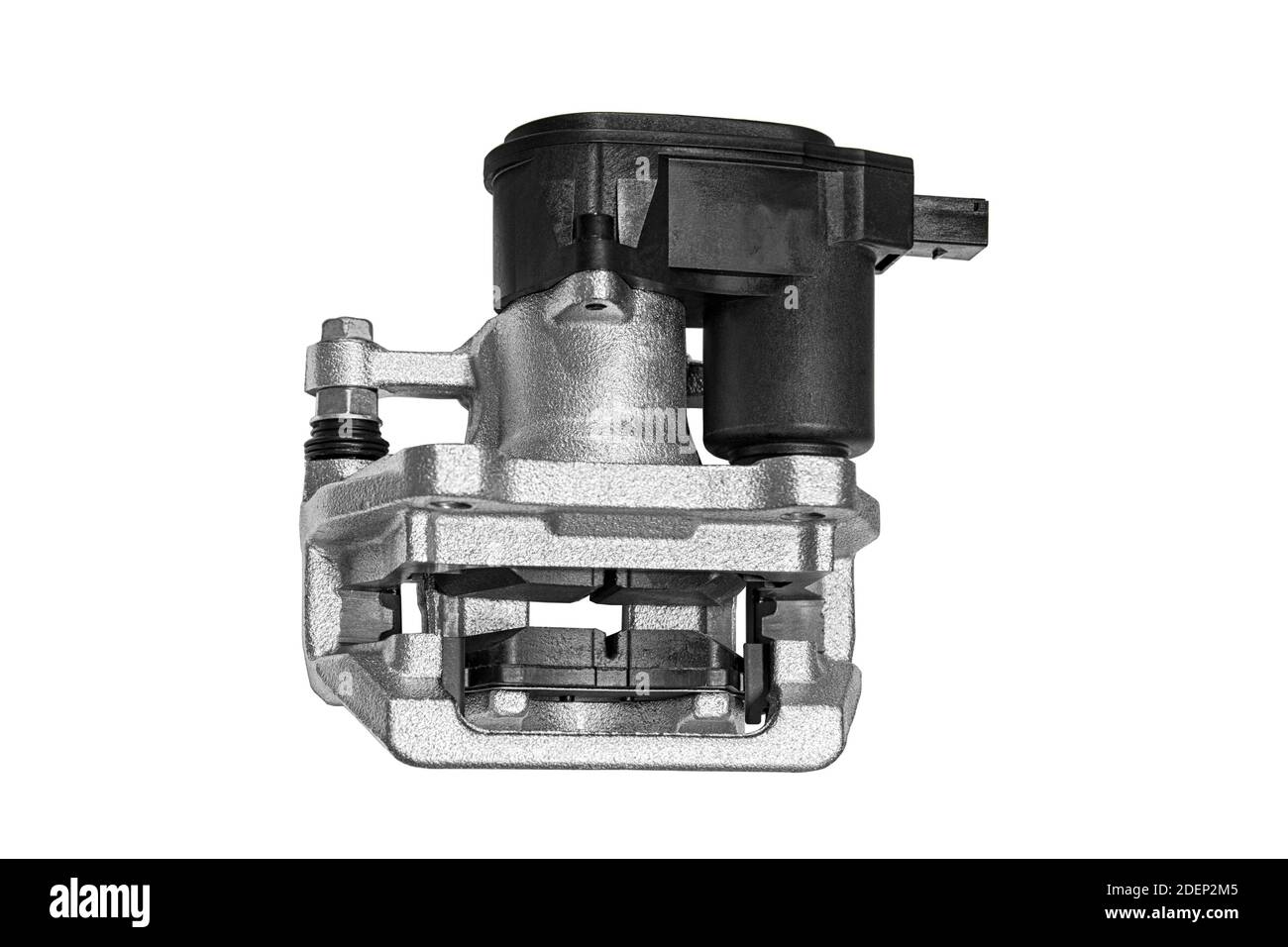 car brake caliper with electronic brake unit on white background Stock Photo Alamy