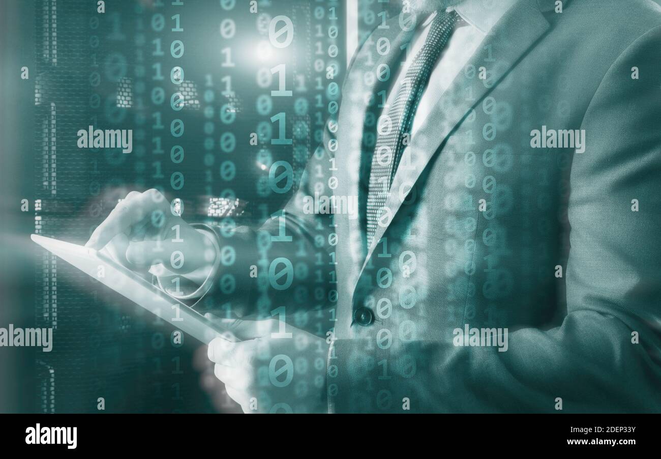 Futuristic Background Matrix Mixed Media Binary Code concept Stock Photo