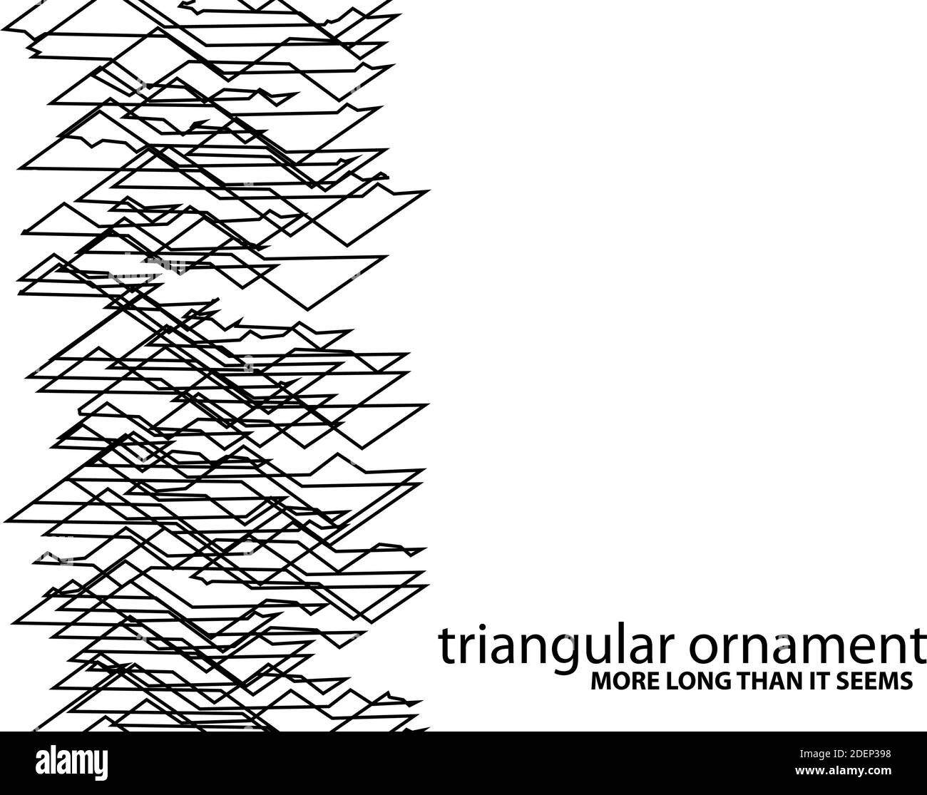 Black and white vertical line with triangular ornament. Vector graphics Stock Vector