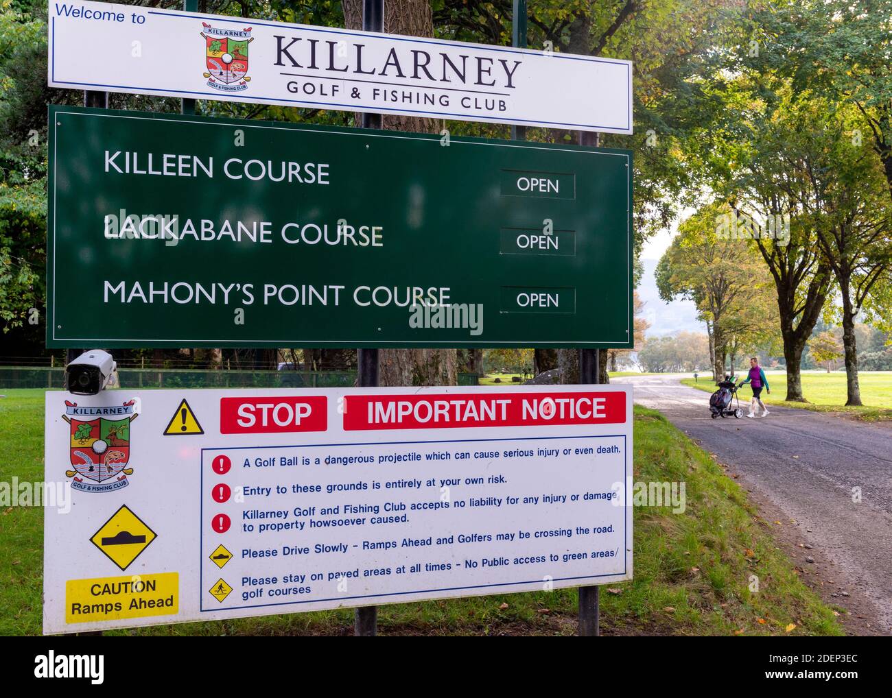 Killarney Golf and Fishing Club entrance and rules sign in Fossa
