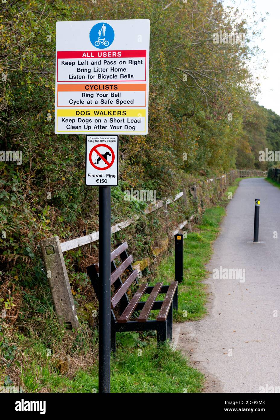 Park rules information sign notice board in Killarney National Park