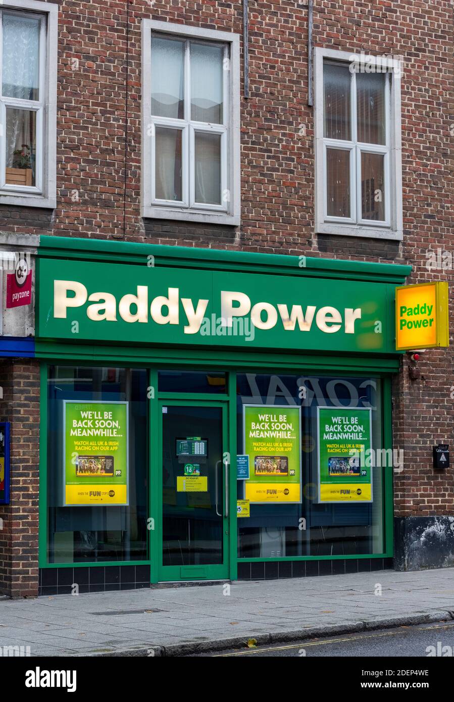 paddy power betting office or bookmakers shop in southampton city centre. Stock Photo