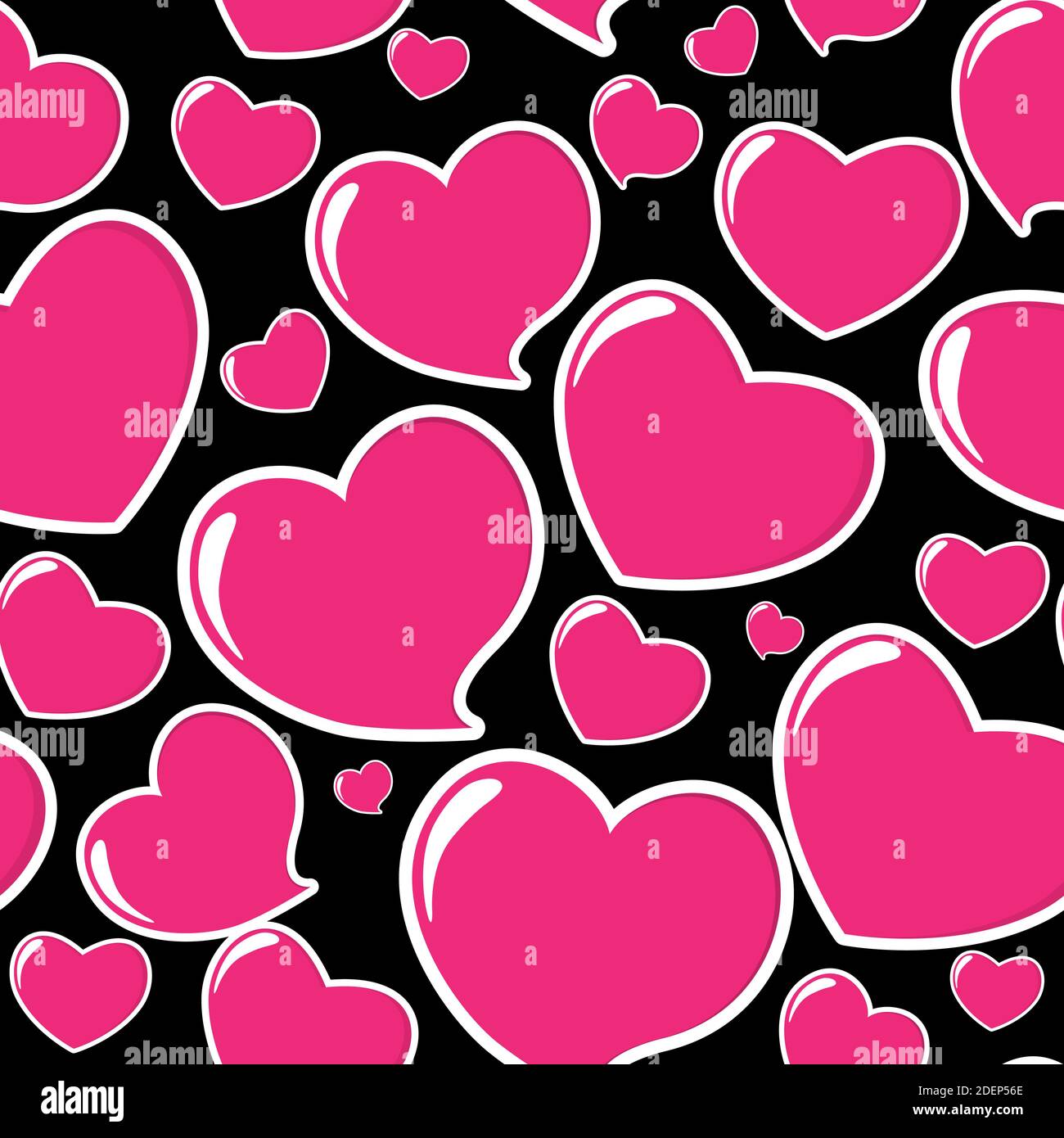 Red Heart Seamless Pattern on Black Illustration Stock Photo - Alamy