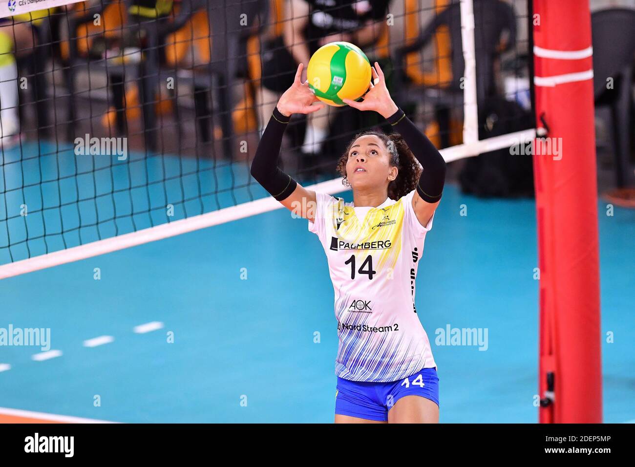 Scandicci, Florence, Italy. 1st Dec, 2020. scandicci, florence, Italy, Palazzetto dello Sport, 01 Dec 2020, Denise Imoudu (SSC Palmberg Schwerin) during SSC Palmberg Schwerin vs Developres SkyRes Rzeszow - CEV Champions League Women volleyball match Credit: Lisa Guglielmi/LPS/ZUMA Wire/Alamy Live News Stock Photo