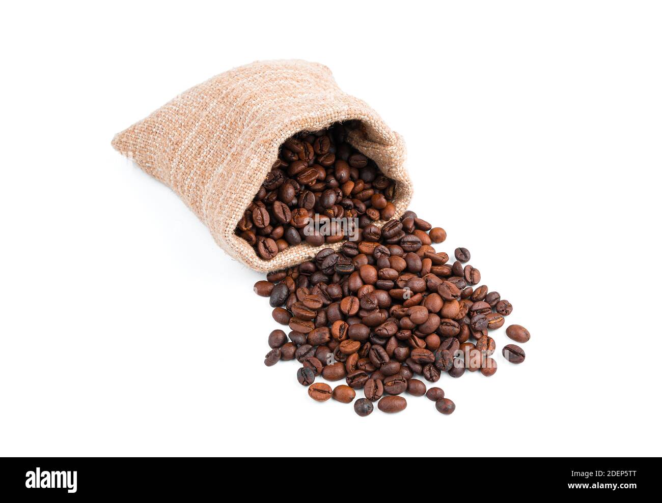 Coffee beans in a bag isolated on a white background. Stock Photo