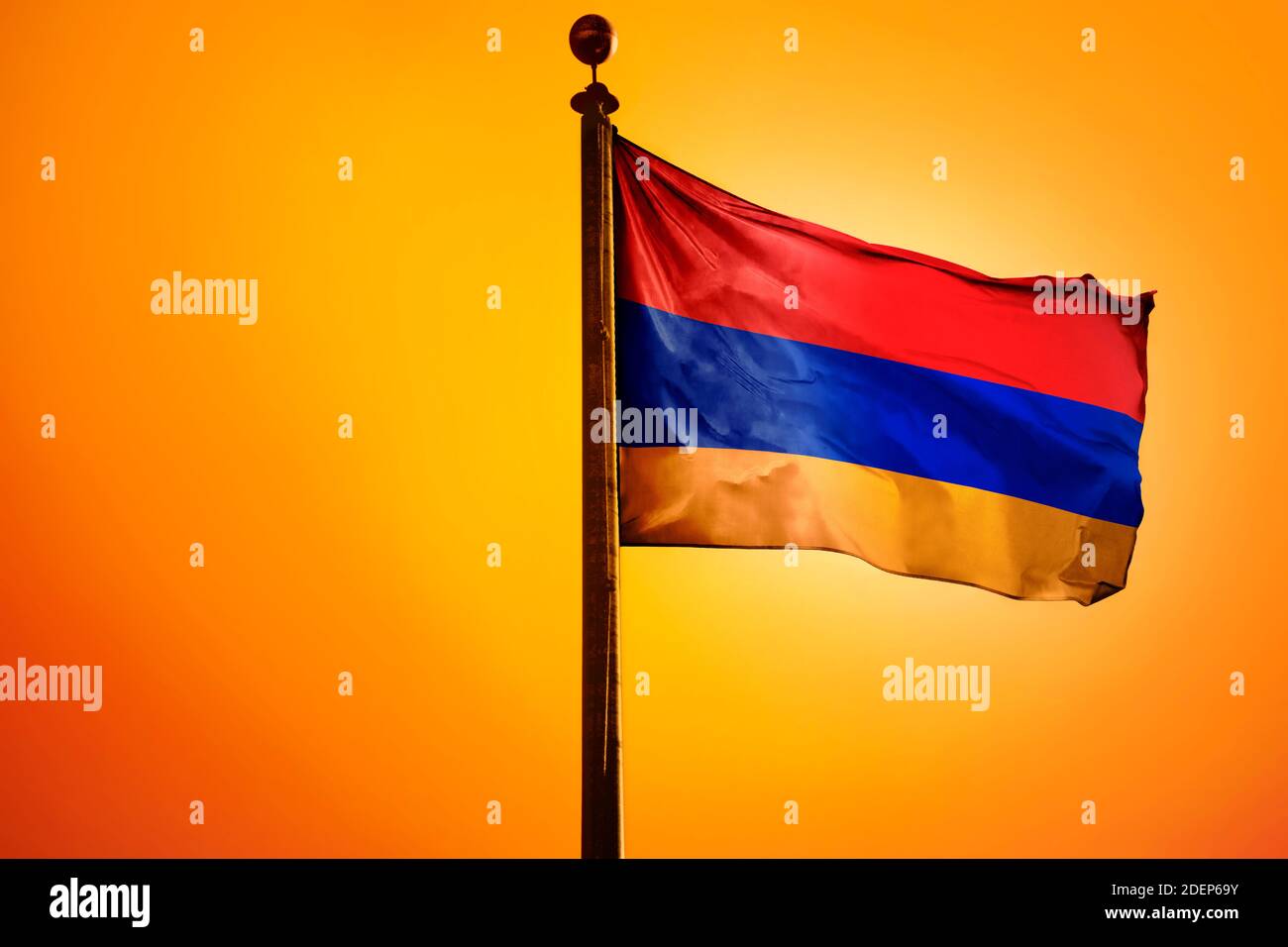 Armenia Flag, Flag waving with Sunrise Stock Photo - Alamy