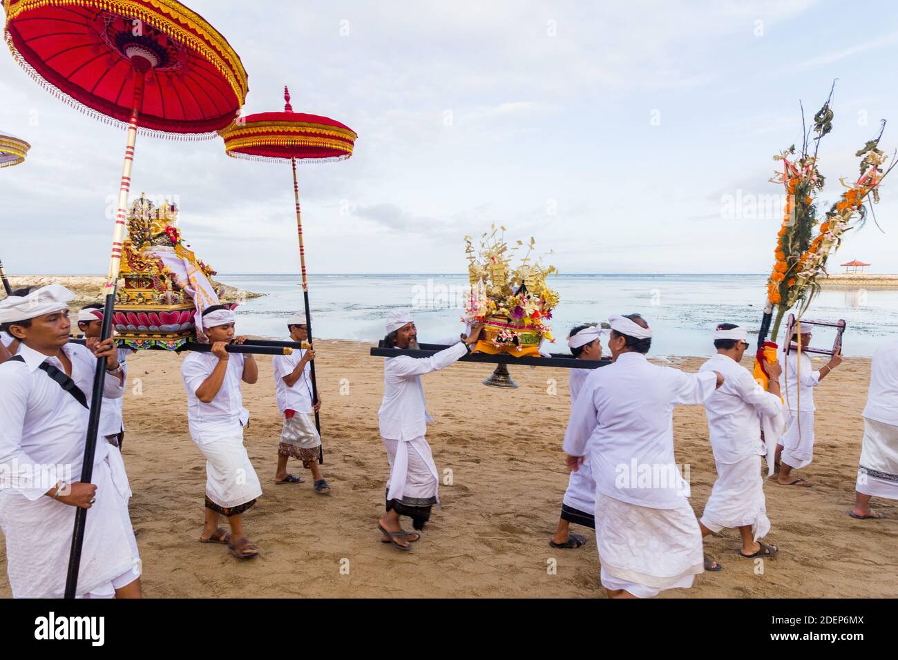 An afternoon Hindu procession at the island of Bali, Indonesia Stock Photo