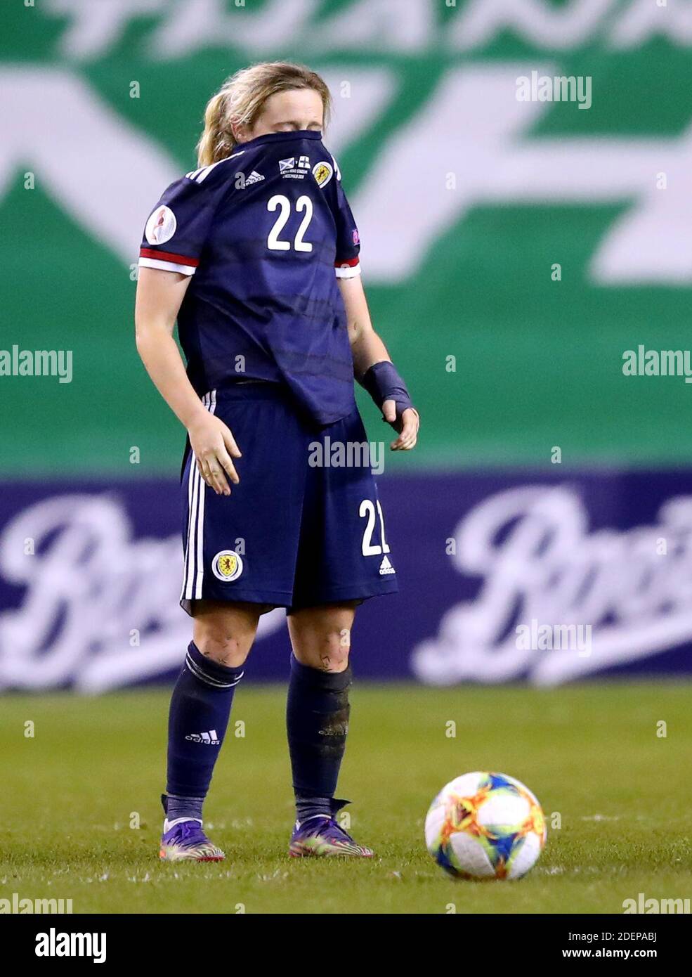 Scotland S Erin Cuthbert Appears Dejected At The End Of The Uefa Women S Euro 21 Qualifying Group E Match At Easter Road Edinburgh Stock Photo Alamy