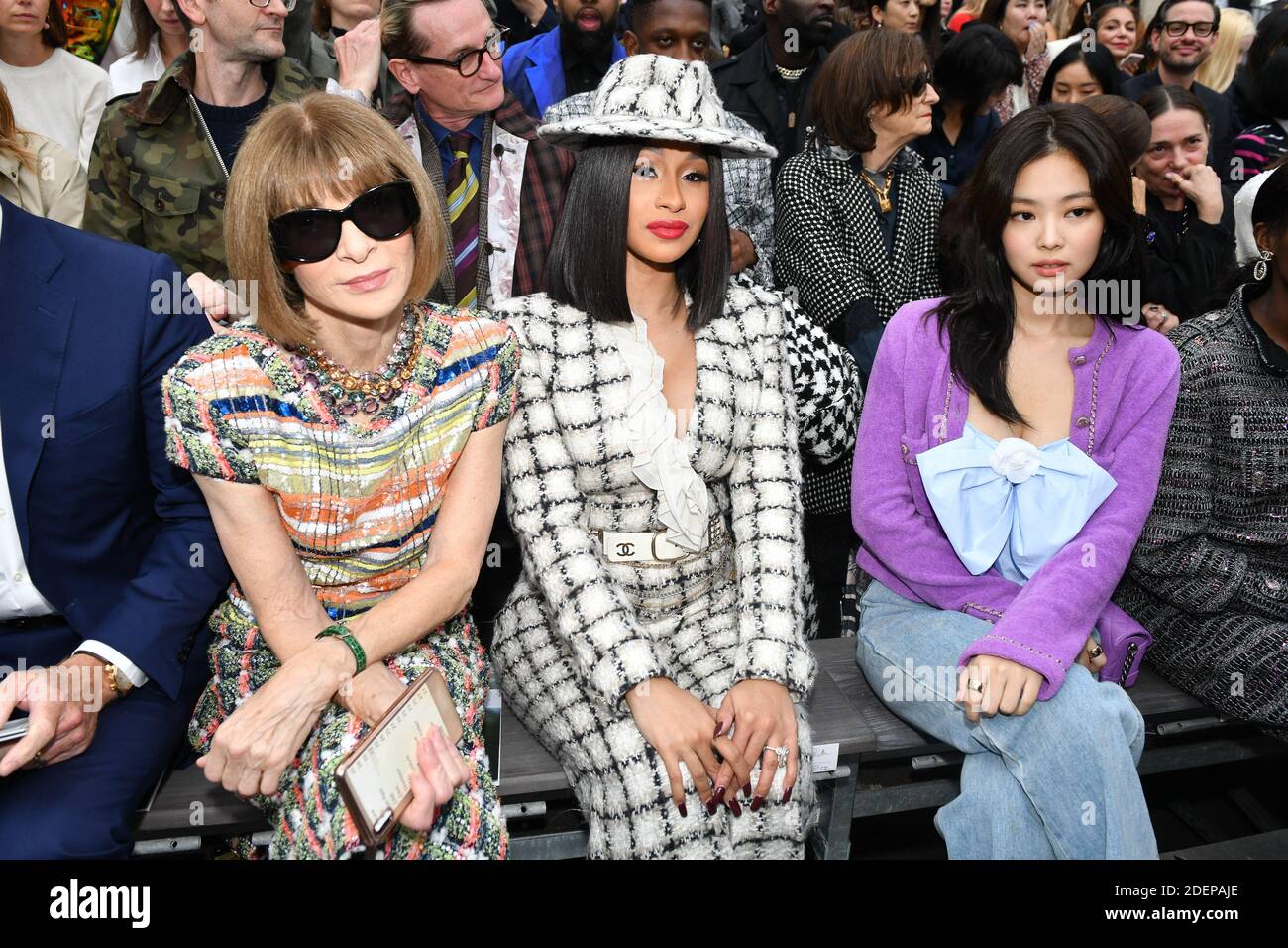 Anna Wintour,Cardi B and Jennie Kim attend the Chanel Womenswear Spring/Summer  2020 show as