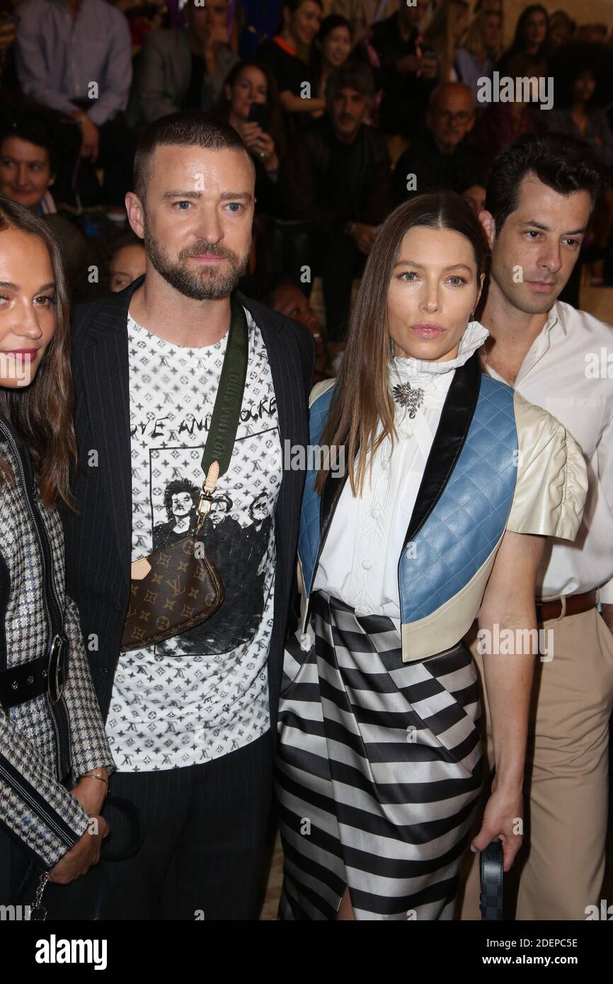 Justin Timberlake, Jessica Biel and Mark Ronson attending the Louis Vuitton  Womenswear Spring/Summer 2020 show as part of Paris Fashion Week in Paris,  France on October 01, 2019. Photo by Jerome Domine/ABACAPRESS.COM