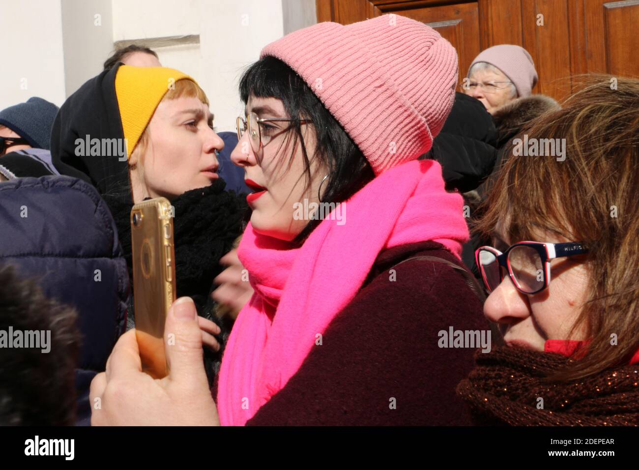 Polish Women take to the streets to protest tightening of abortion laws. Stock Photo