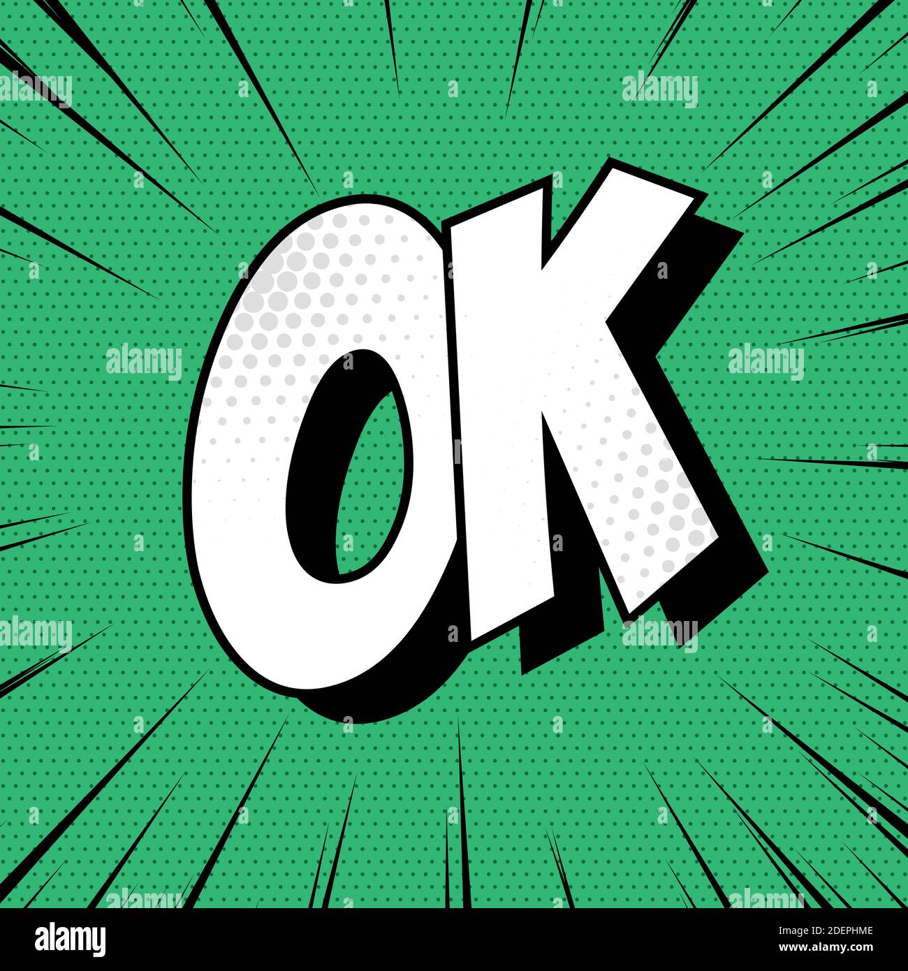 Panoramic green comic zoom with lines - Vector illustration Stock Vector