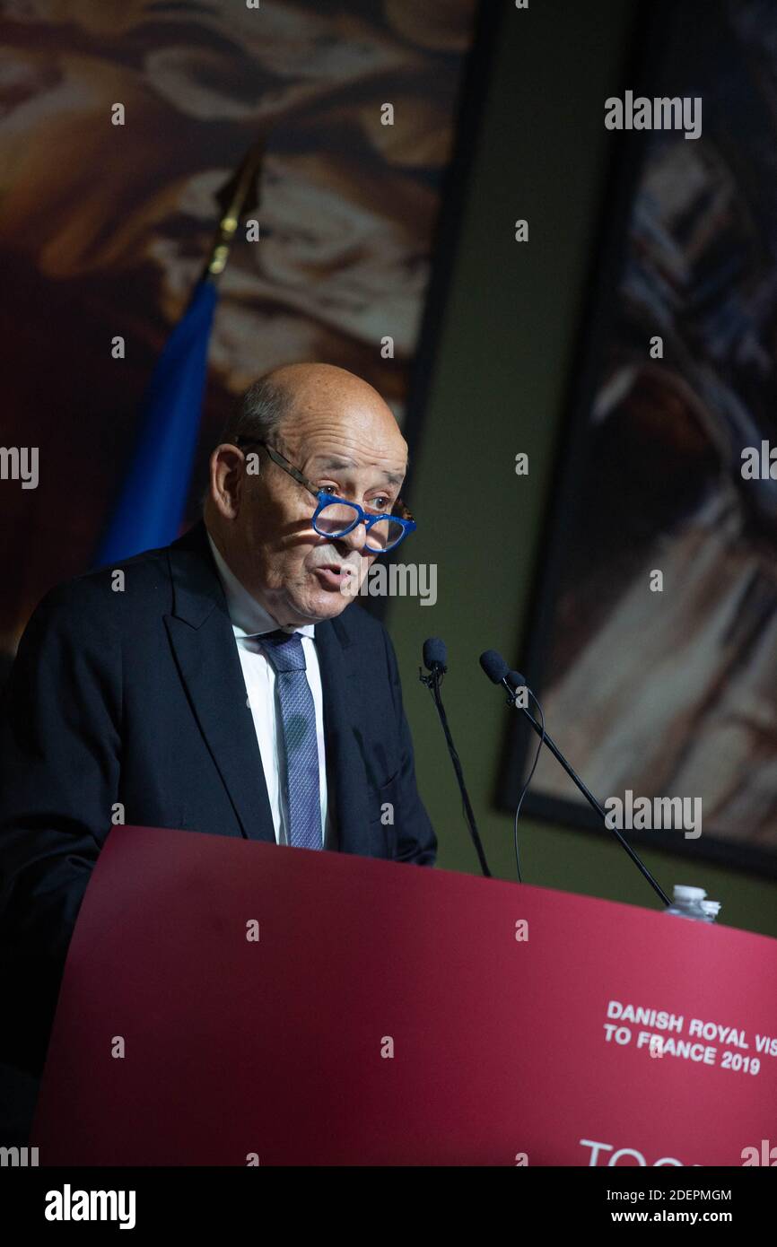 Jean-Yves Le Drian, Minister of Foreign Affaires France, during the Sustainable Development Goals Conference: Together for a Sustainable Future organized in cooperation with MEDEF and Global Compact France, Grand Opening at La Grande Arche in La Défense, Paris, France on October 7, 2019. Photo by Ania Freindorf/ABACAPRESS.COM Stock Photo