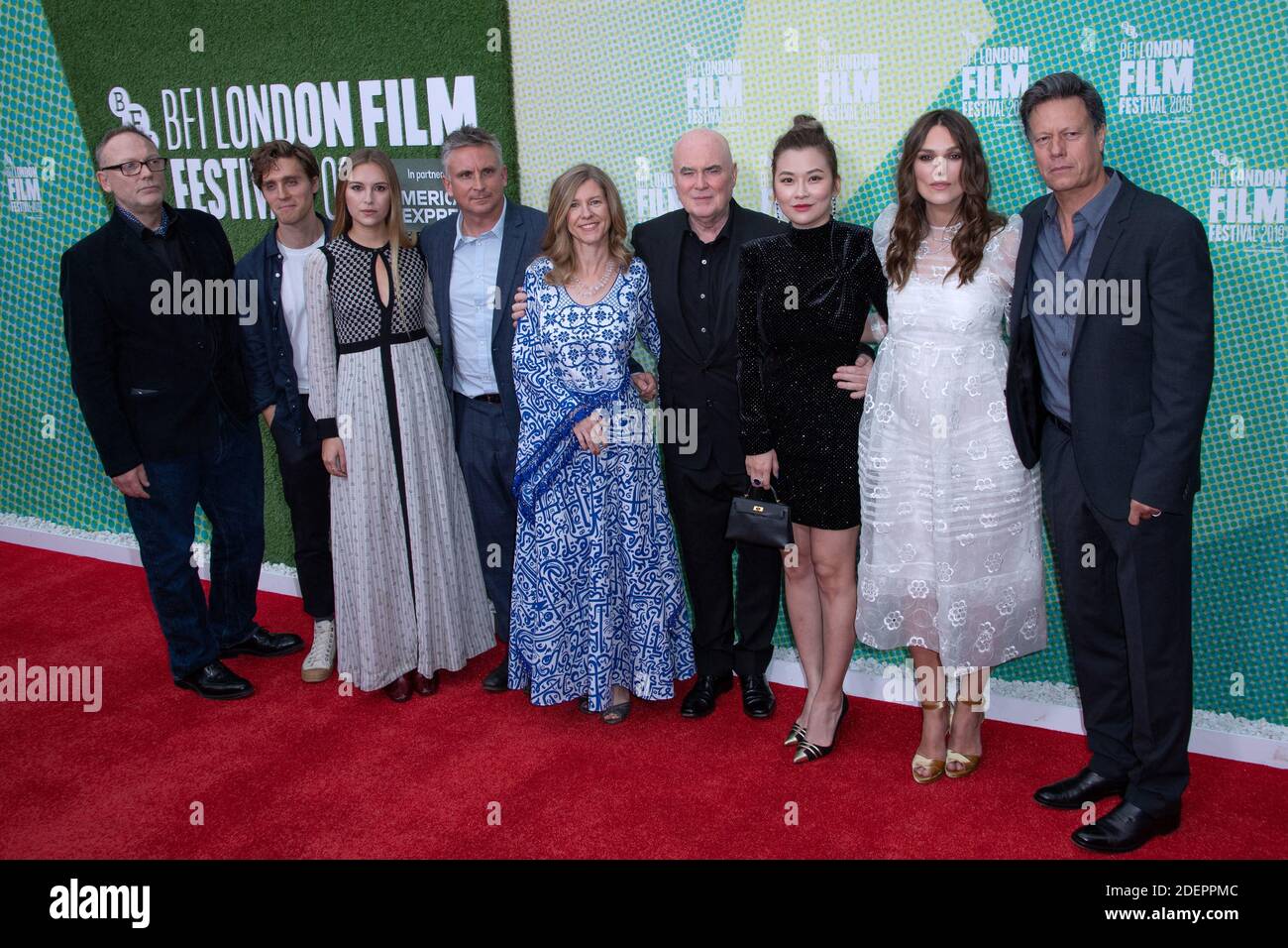 British actor Jack Farthing, British actor Hanako Footman, British journalist Martin Bright, British translator Katharine Gun, British film producer Ged Doherty, Chinese produceer Melissa Shiyu Zuo, British actor Keira Knightley and South African film director Gavin Hood attending the Official Secrets Premiere during the 63rd BFI London Film Festival in London, England on October 10, 2019. Photo by Aurore Marechal/ABACAPRESS.COM Stock Photo