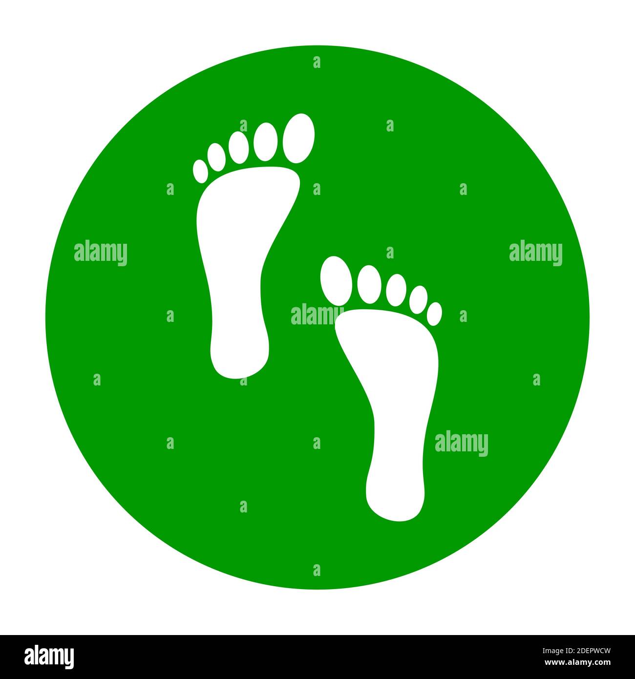 Wait Here, Keep Your Distance -and Practice Social Distancing Floor Marking Icon with Footprints For Queue Line. Vector Image. Stock Vector