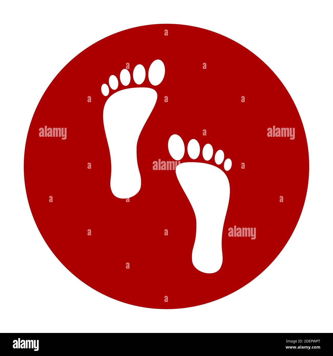 Wait Here, Keep Your Distance -and Practice Social Distancing Floor Marking Icon with Footprints For Queue Line. Vector Image. Stock Vector