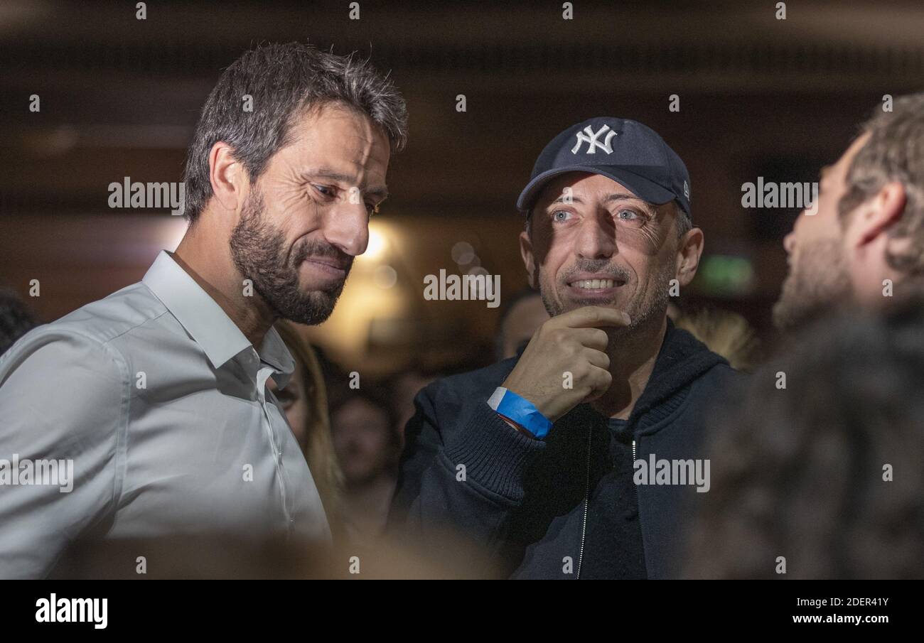 Tony Estanguet and Gad Elmaleh during the presenation of the official