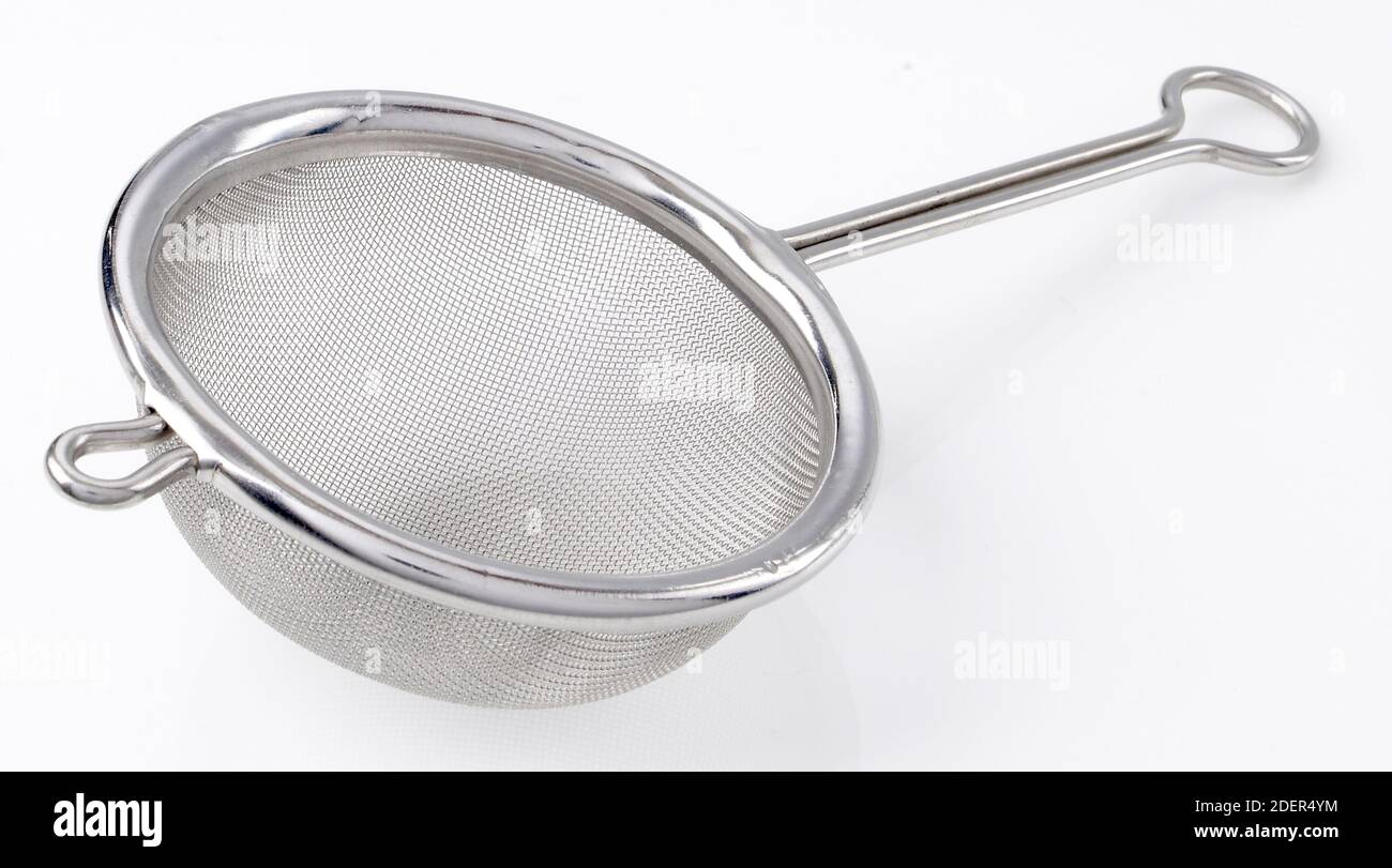 stainless steel strainer cooking Stock Photo