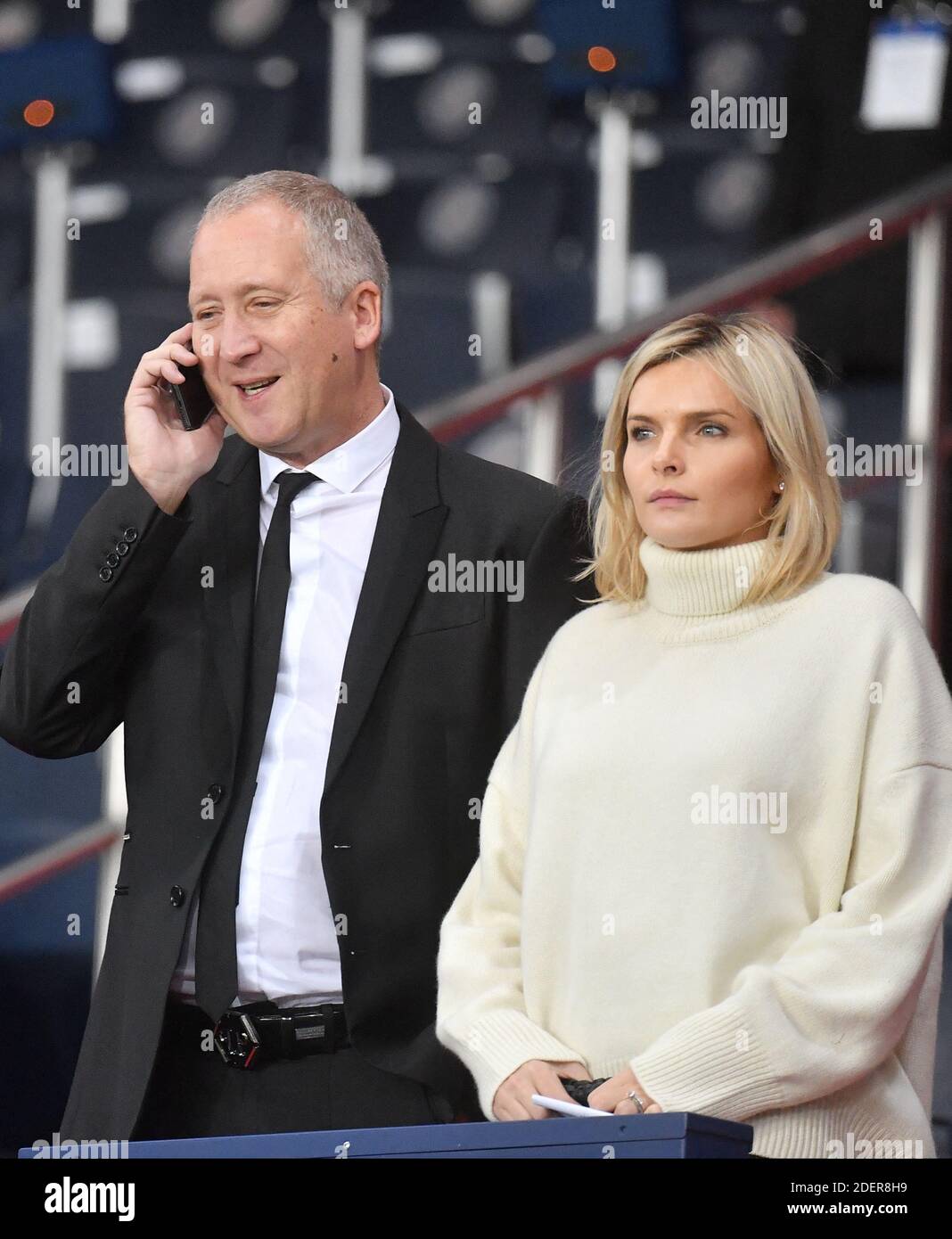 Vadim Vasilyev and wife attending the Ligue 1 Paris Saint-Germain (PSG) v  Olympique de Marseille (OM) at the Parc des Princes stadium on October 27,  2019 in Paris, France. Photo by Christian