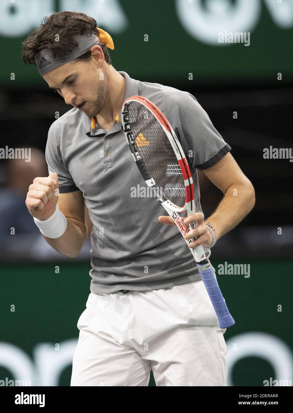 Dominic Thiem (AUT) in action during the Rolex Paris Masters, Day 3, at the Hotel Accord Arena, on october 30, Paris, France