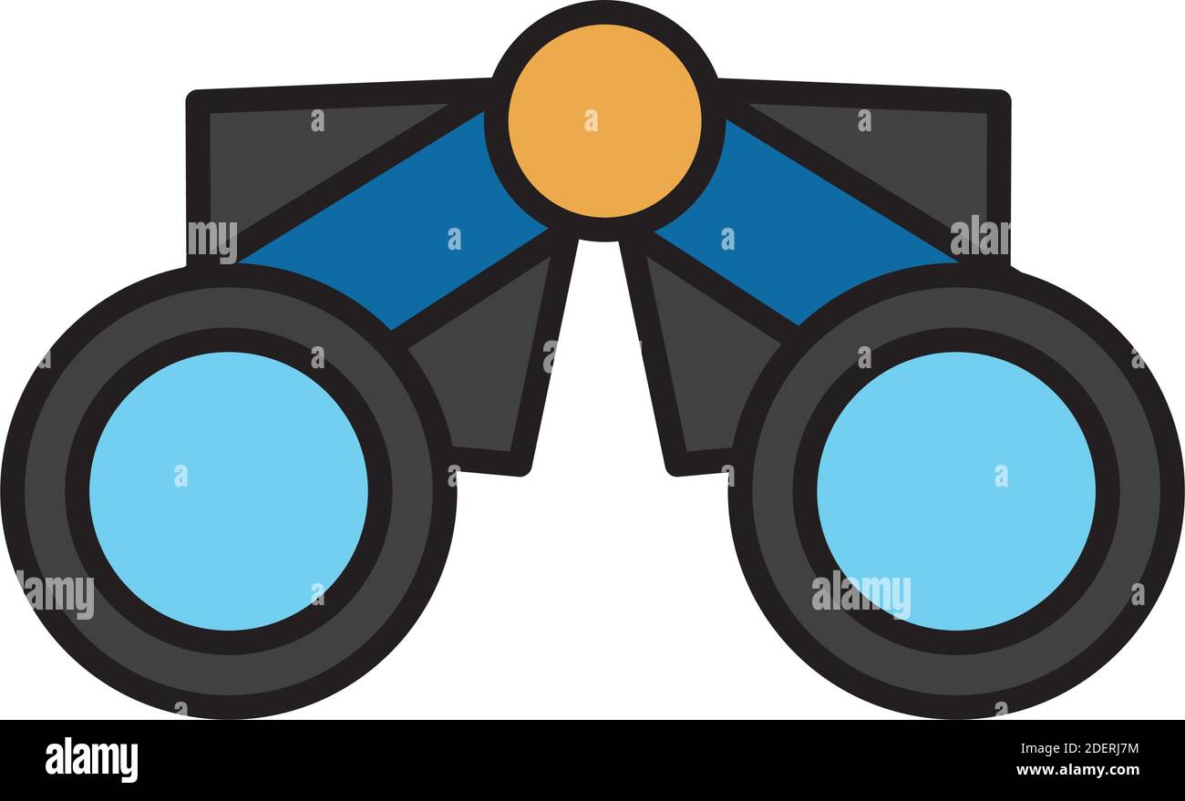 binoculars device line and fill style icon Stock Vector